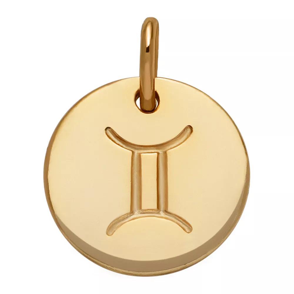 PRIMROSE 18k Gold Over Silver Etched Zodiac Disc Charm, Women's, Gold Tone Pisces Product Image
