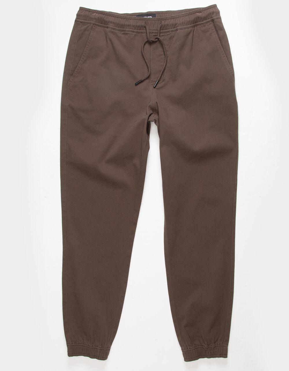 RSQ Mens Twill Jogger Pants - DARK BROWN Product Image