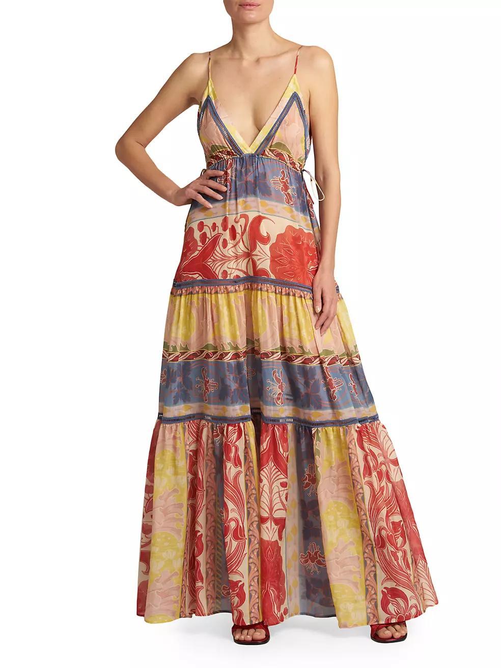 Patchwork Tiered Long Dress Product Image