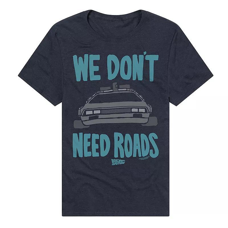 Men's Back To The Future No Roads Needed T-Shirt, Size: XL, Blue Product Image