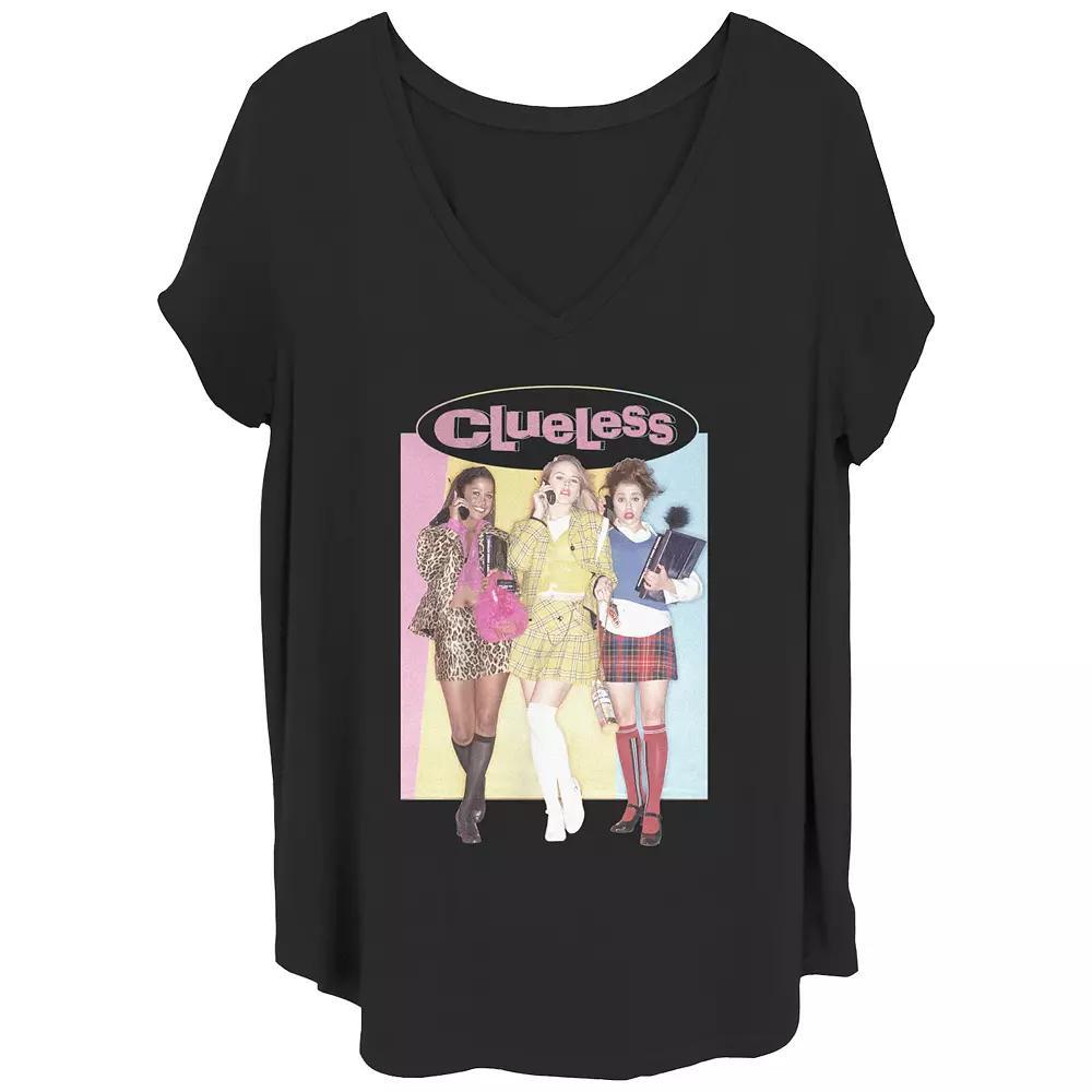 Juniors' Plus Clueless Groupie V-Neck Graphic Tee, Women's, Size: 1XL, Black Product Image
