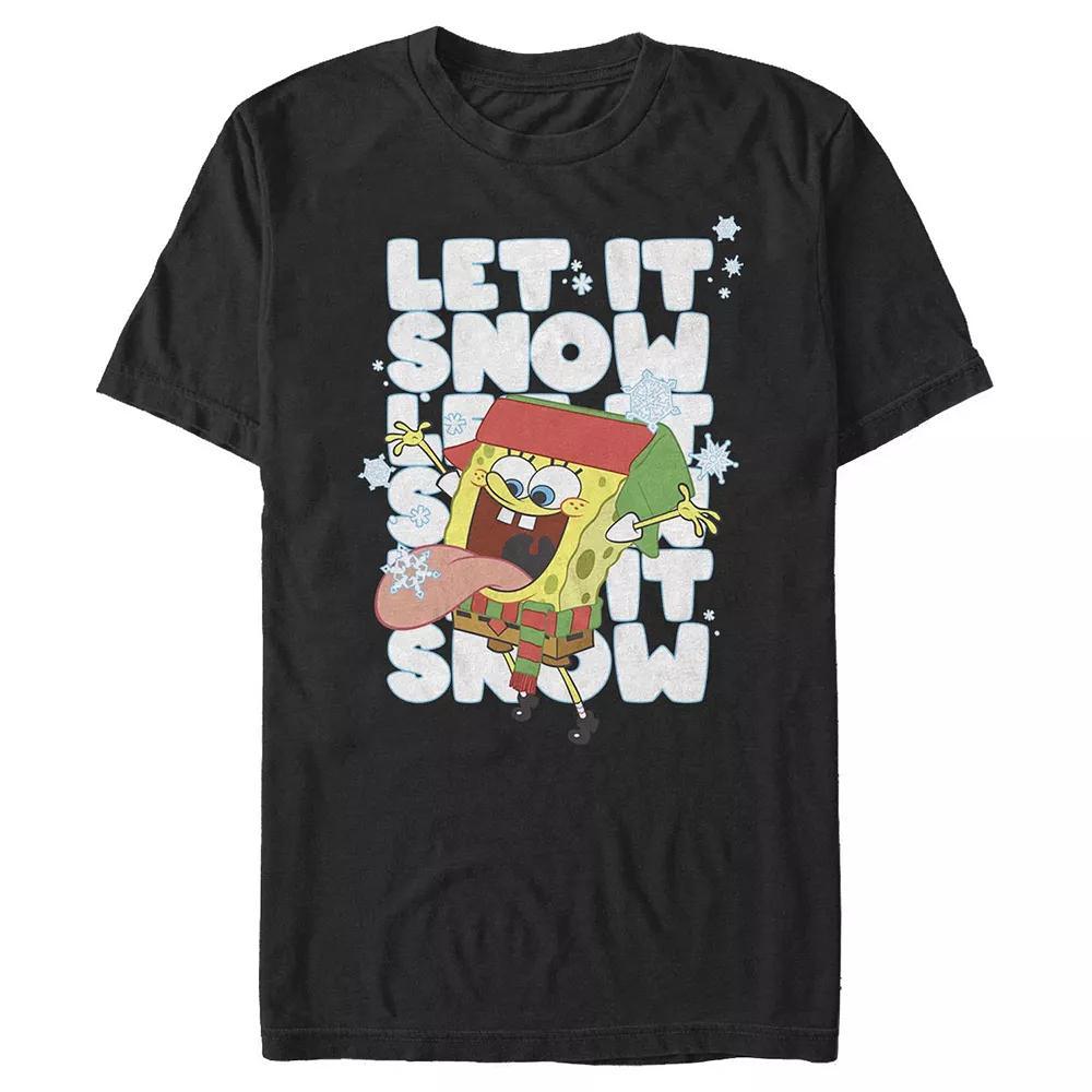 Men's Spongebob Squarepants Let It Snow Tee, Size: XXL, Red Grey Product Image