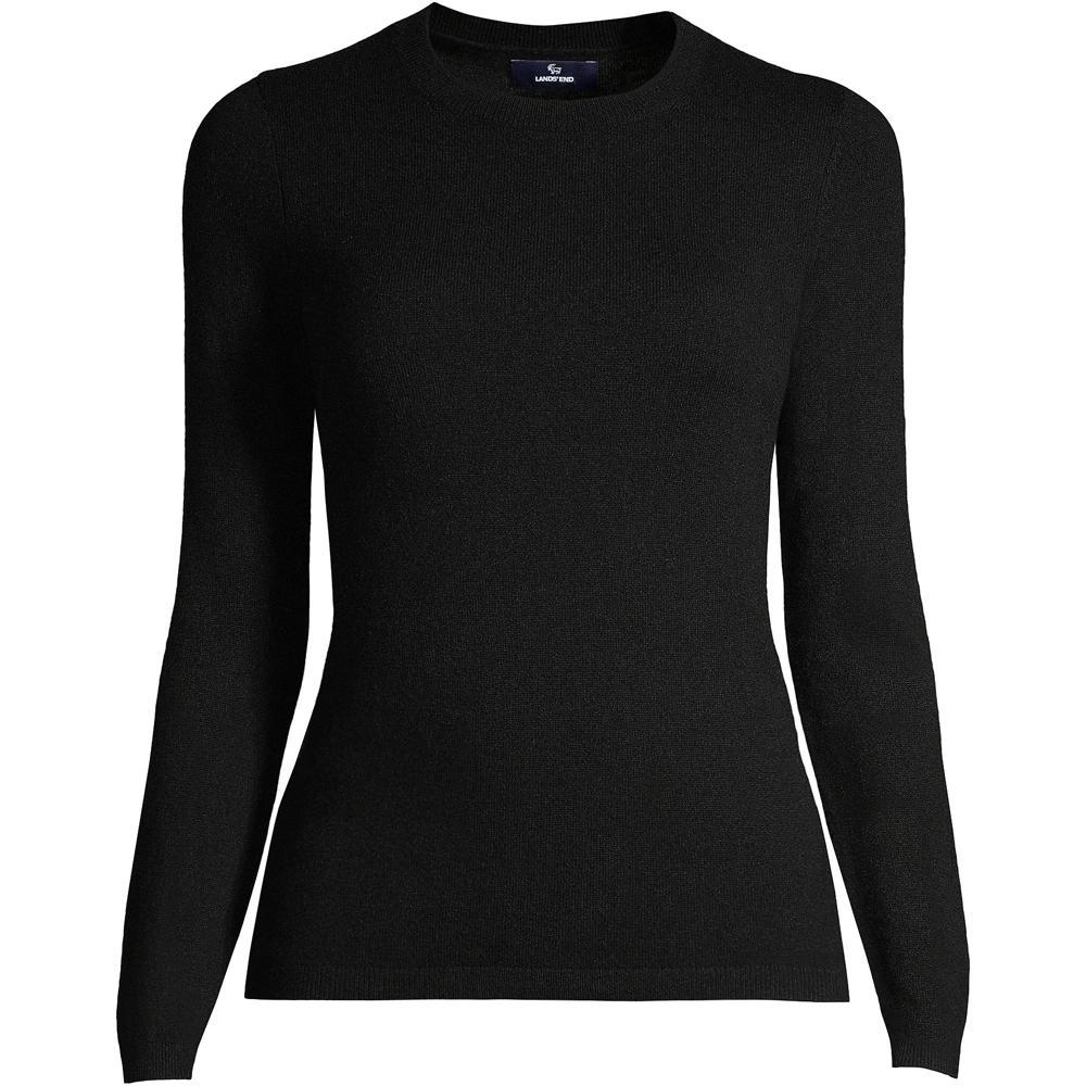 Women's Lands' End Crewneck Cashmere Sweater, Size: XL, Green Donegal Product Image