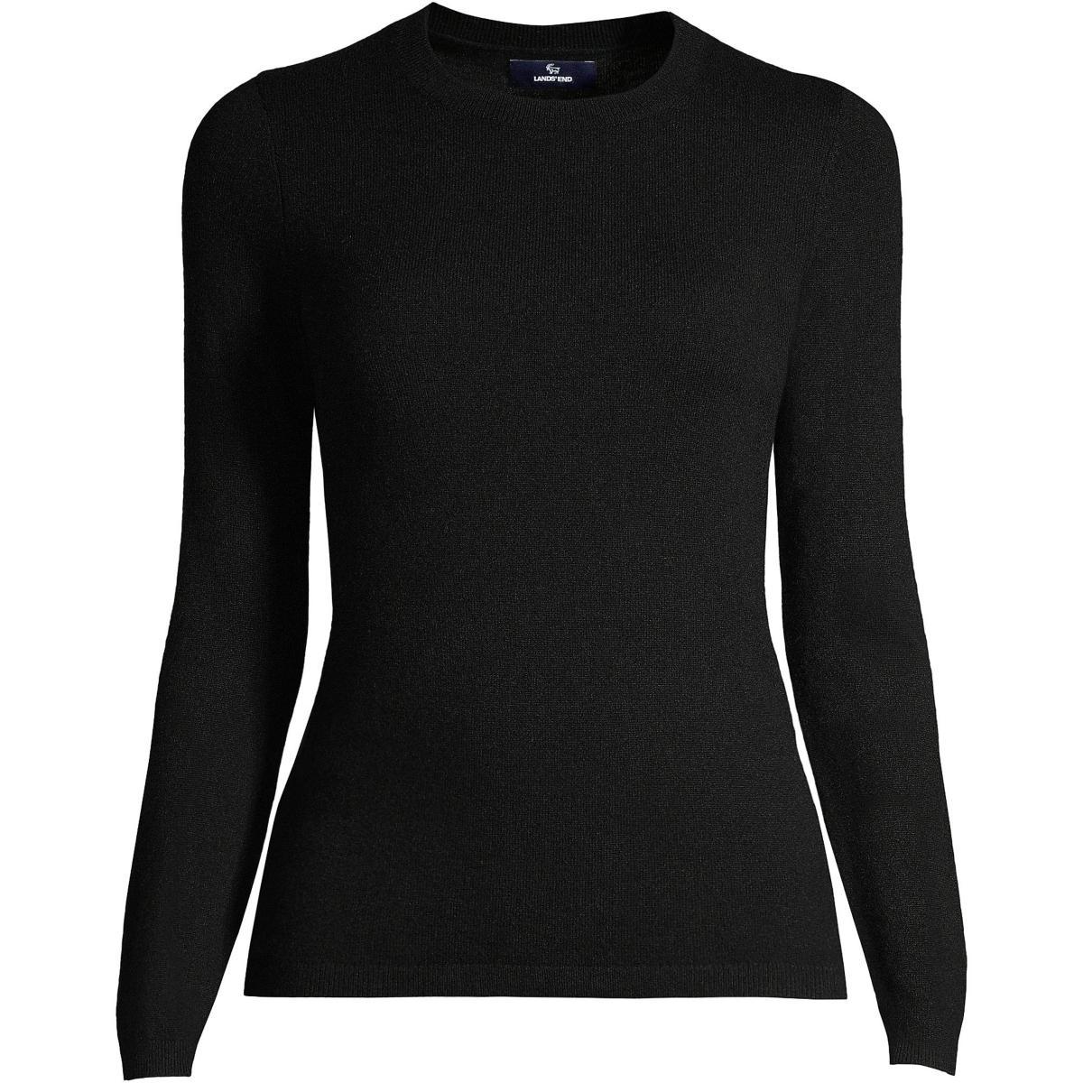Women's Lands' End Crewneck Cashmere Sweater, Size: XL, Green Donegal Product Image