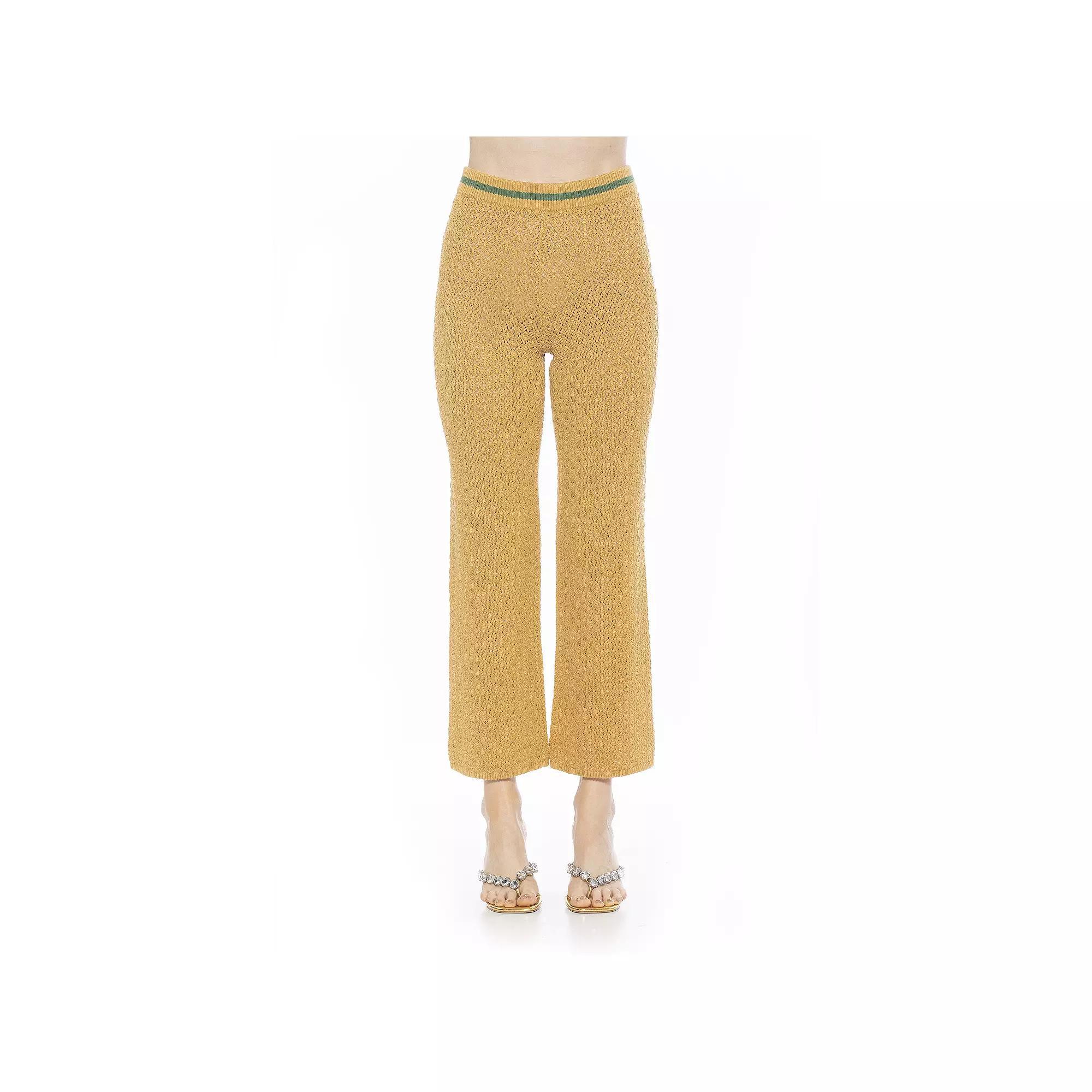 Women's ALEXIA ADMOR Kora Wide Leg Knit Pants, Size: Medium, Yellow Product Image