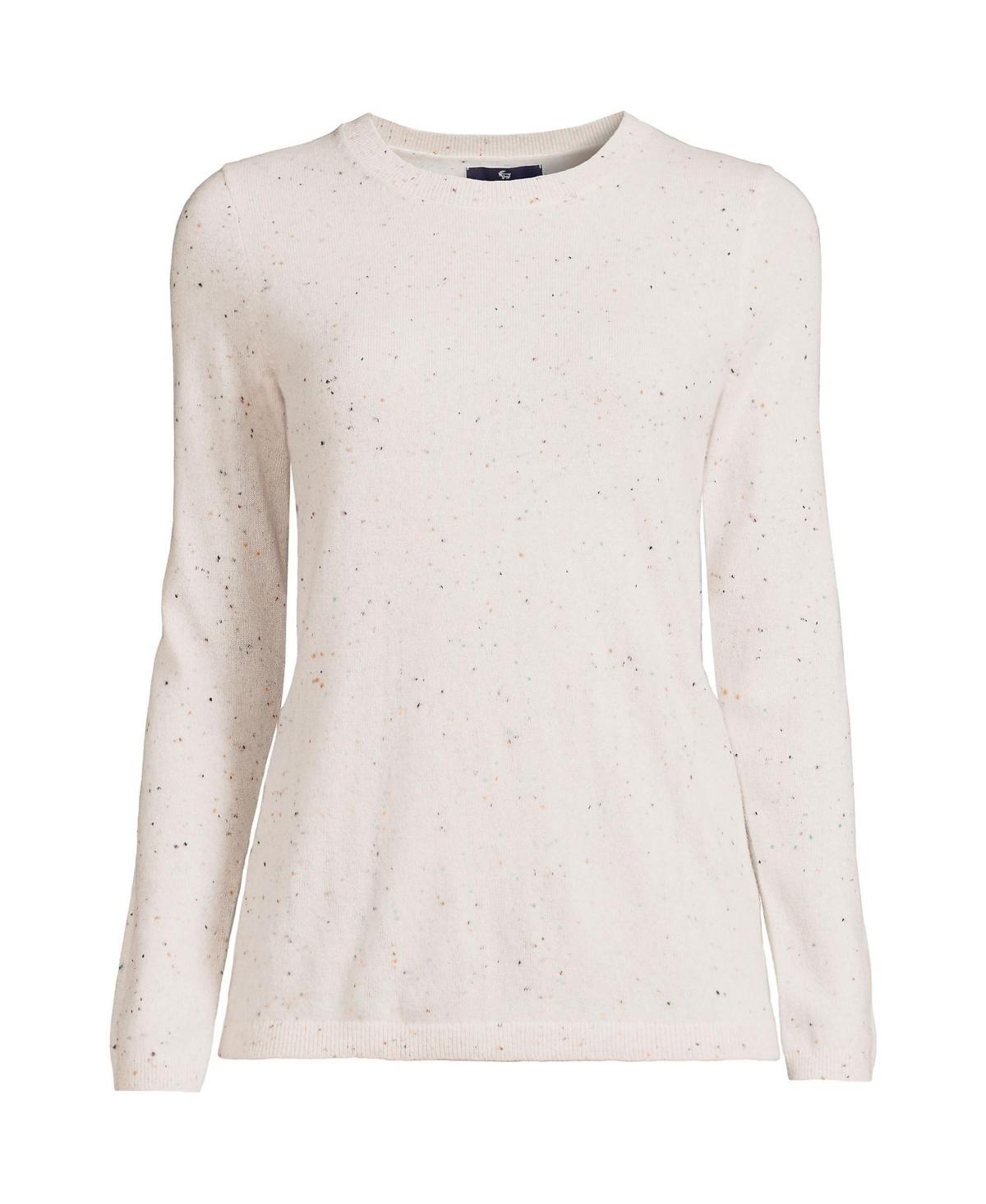 Women's Lands' End Crewneck Cashmere Sweater, Size: XL, Green Donegal Product Image
