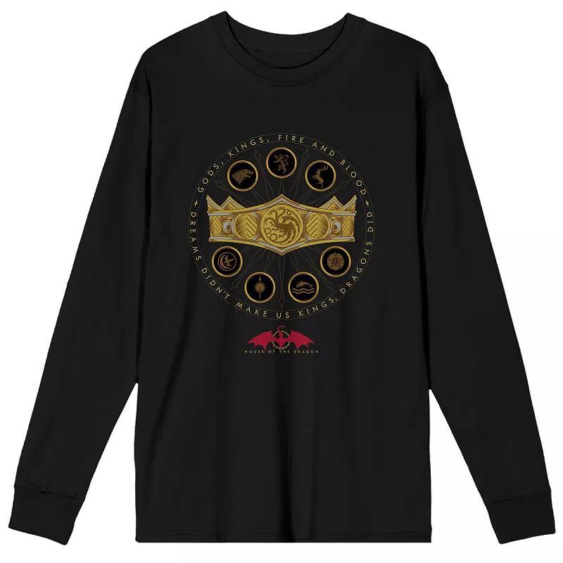 Men's House of the Dragon Gold Long Sleeve Tee, Size: Small, Black Product Image