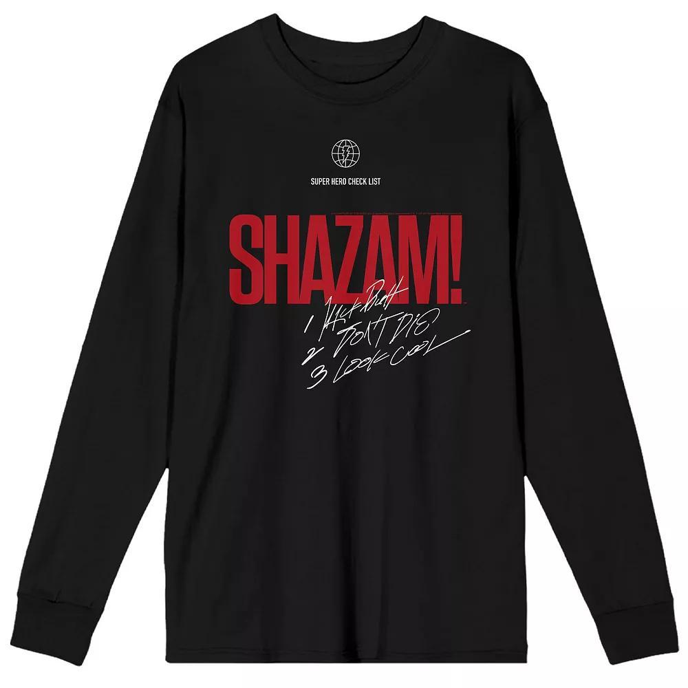 Men's Shazam 2 Fury Of The Gods Checklist Long Sleeve Graphic Tee, Size: XXL, Black Product Image