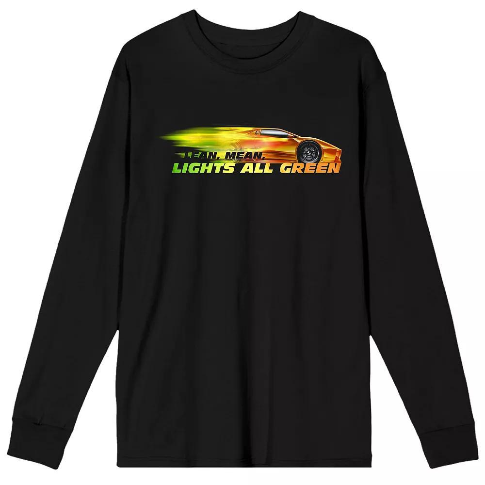 Men's Fast & Furious "Lean Mean Lights All Green" Long Sleeve Graphic Tee, Size: XL, Black Product Image
