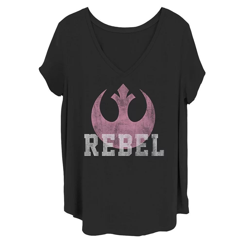 Juniors' Plus Size Star Wars The Rebels Pink Insignia Tee, Girl's, Size: 1XL, Black Product Image