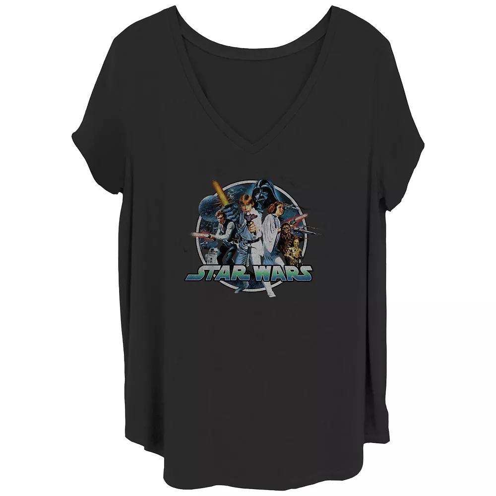 Juniors' Plus Size Star Wars Retro Group V-Neck Tee, Girl's, Size: 2XL, Black Product Image