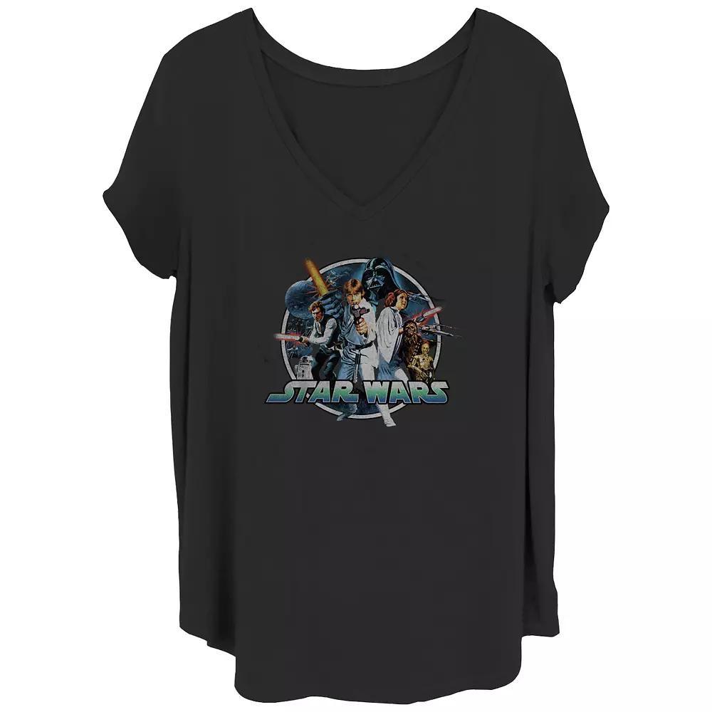 Juniors' Plus Size Star Wars Retro Group V-Neck Tee, Girl's, Size: 2XL, Black Product Image