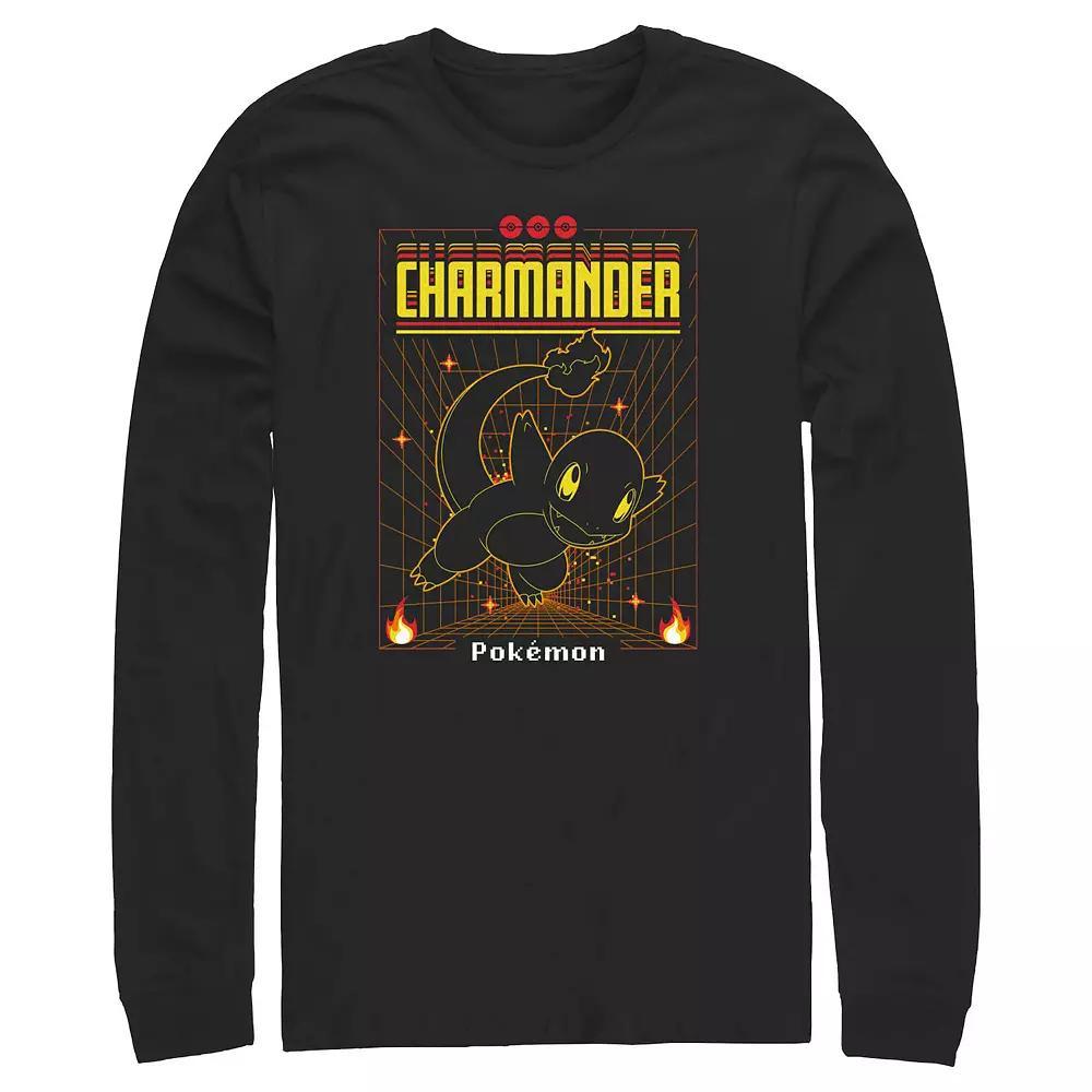 Men's Pokemon Charmander Grid Background Graphic Tee, Size: Large, Black Product Image