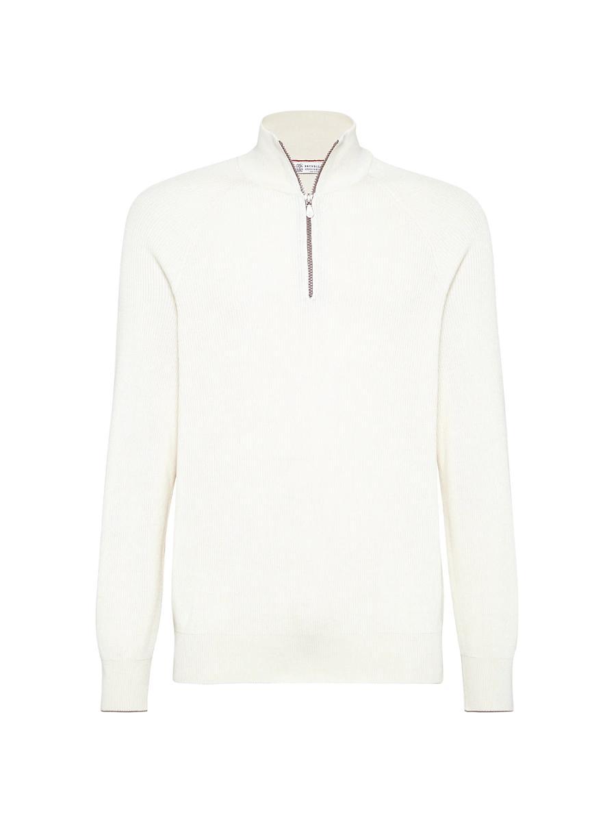 Mens Cotton English Rib Sweater with Half Zip Product Image