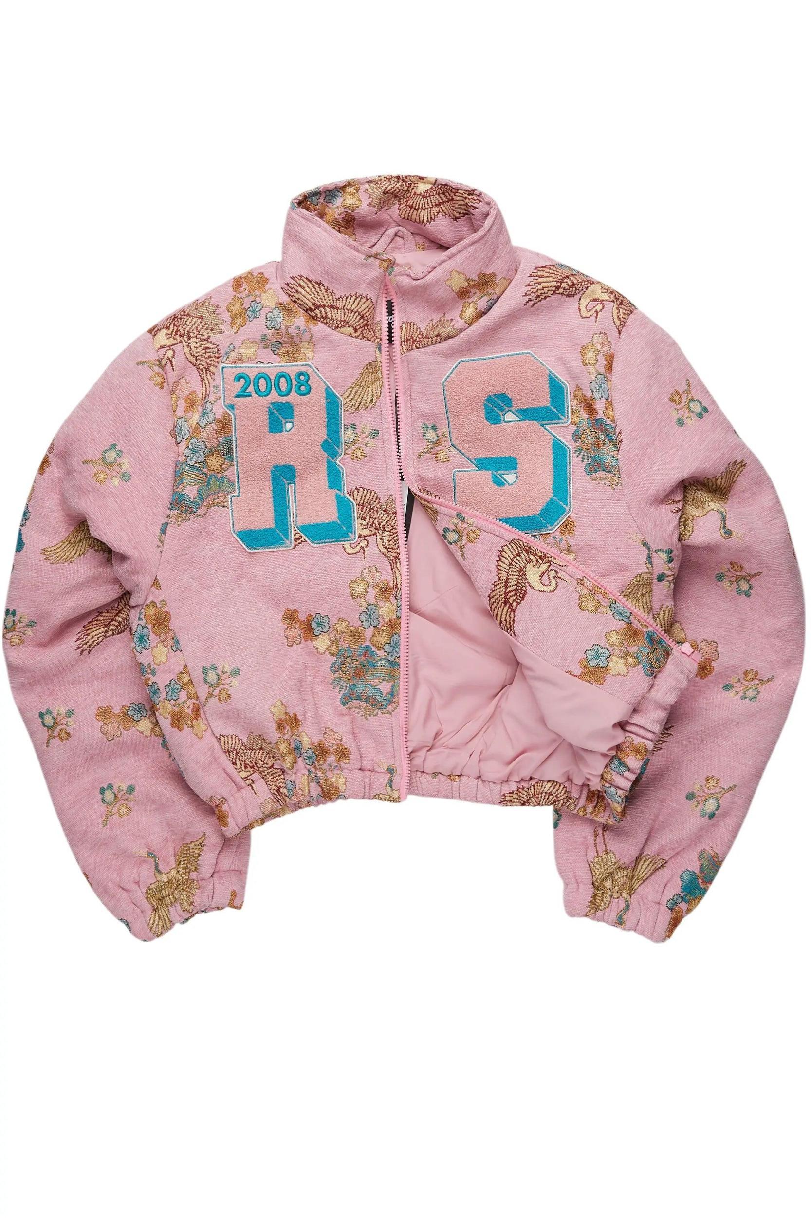 Vatasha Pink Tapestry Puffer Jacket Female Product Image