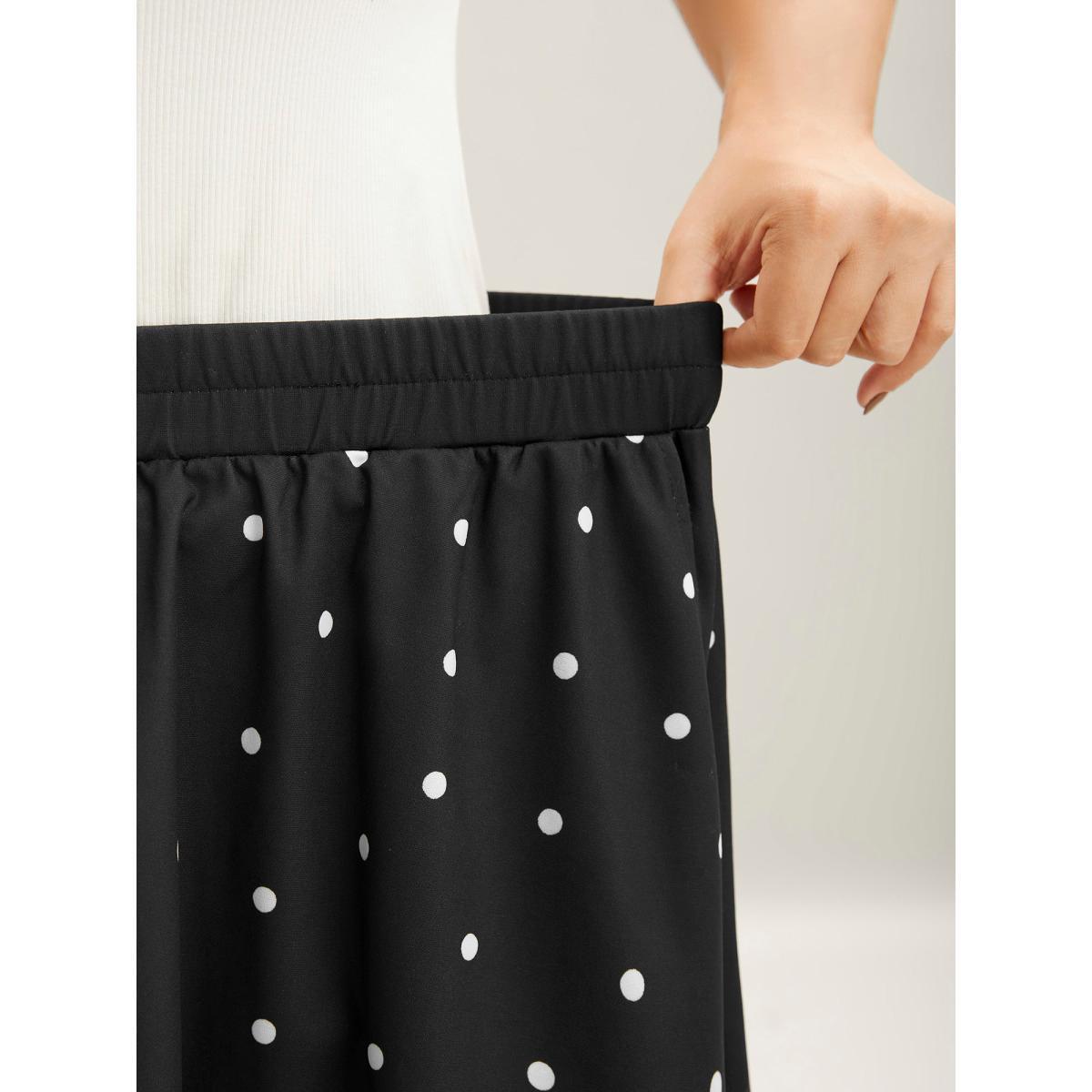 Plus Size Floral Print Pleated Midi Skirt Women BlackFlower Elegant Bodycon Low stretch Slanted pocket Everyday-Elegant Skirts BloomChic 30/6X Product Image
