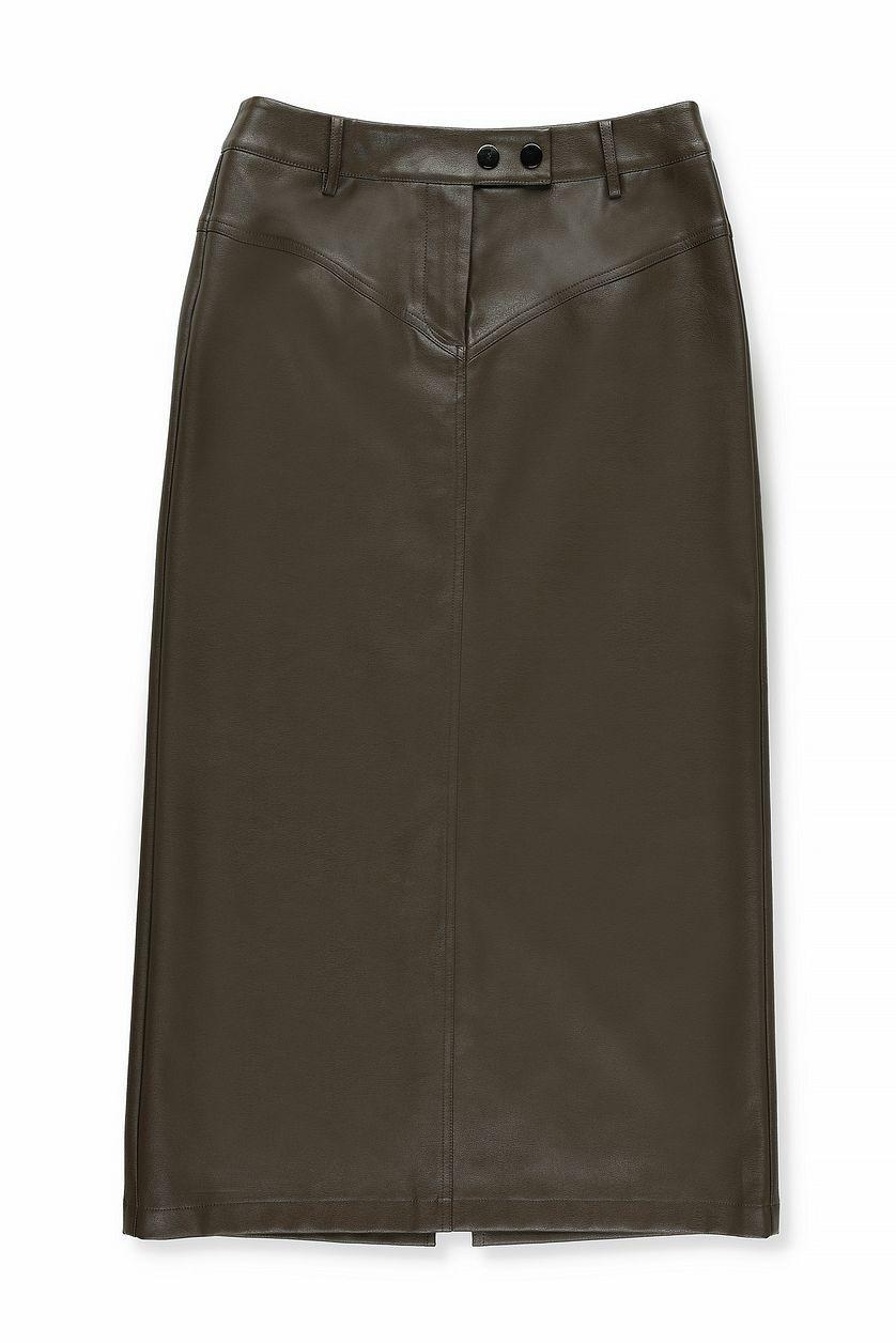 PU Mid Waist Midi Skirt Product Image