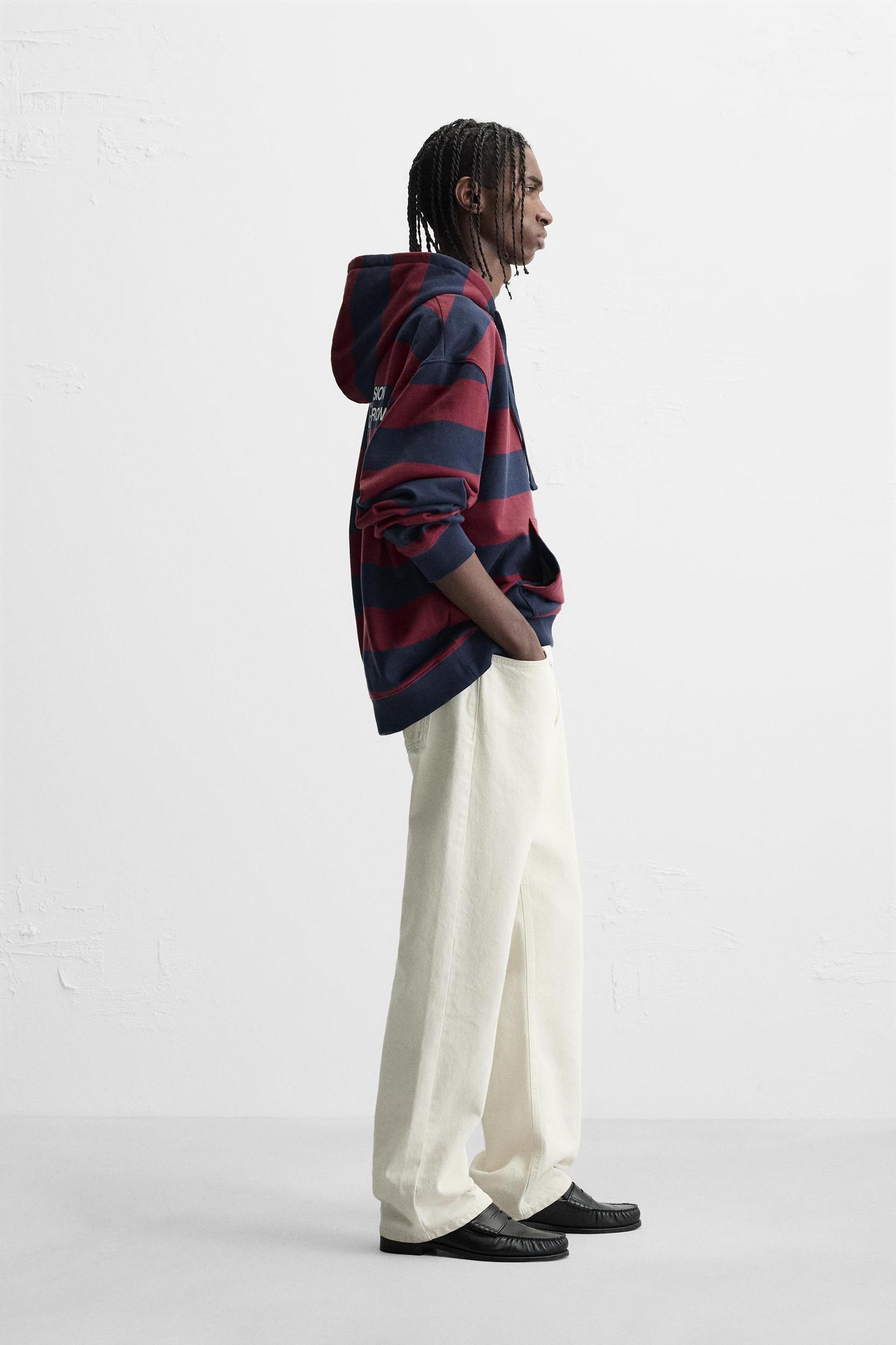 STRIPED HOODED SWEATSHIRT Product Image