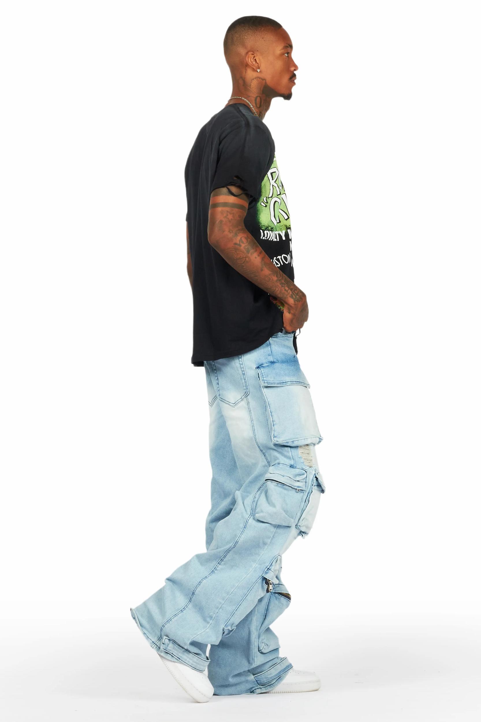 Mahesh Blue Baggy Cargo Jean Male Product Image