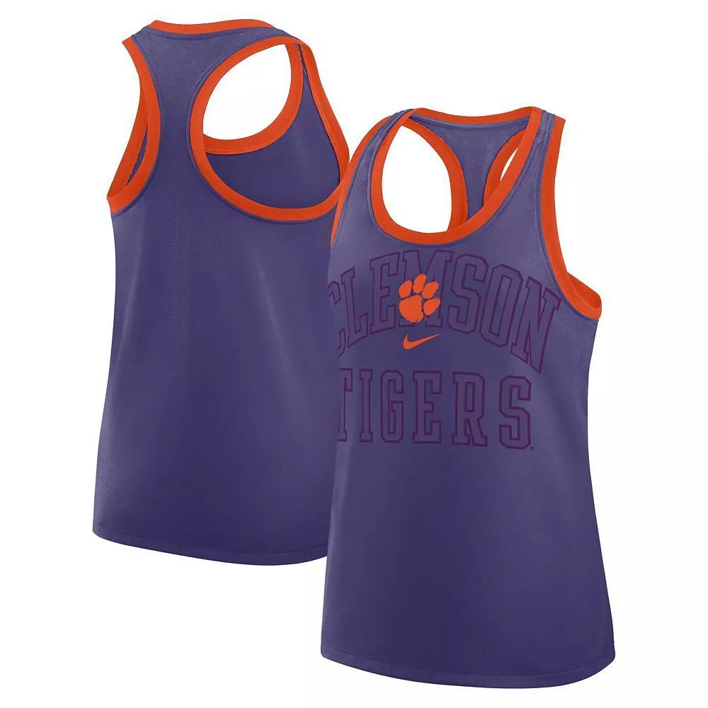 Women's Nike Purple Clemson Tigers Primetime Tri-Blend Racerback Tank Top, Size: Medium Product Image