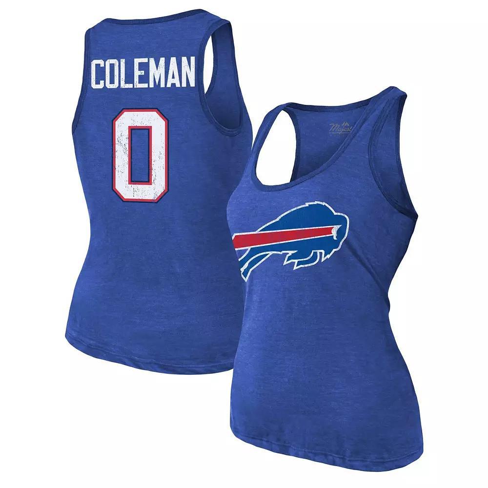 Women's Majestic Threads Keon Coleman Royal Buffalo Bills Name & Number Tri-Blend Scoop Neck Tank Top, Size: 2XL, Blue Product Image