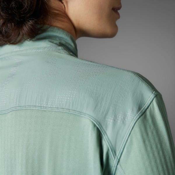adidas Ultimate Hi Vis Reflective 1/2-Zip Top Silver Green S Womens Product Image