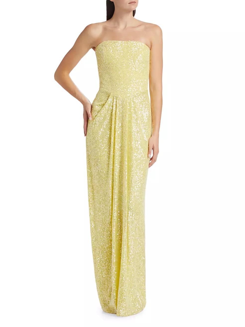 Sequined Strapless Column Gown Product Image