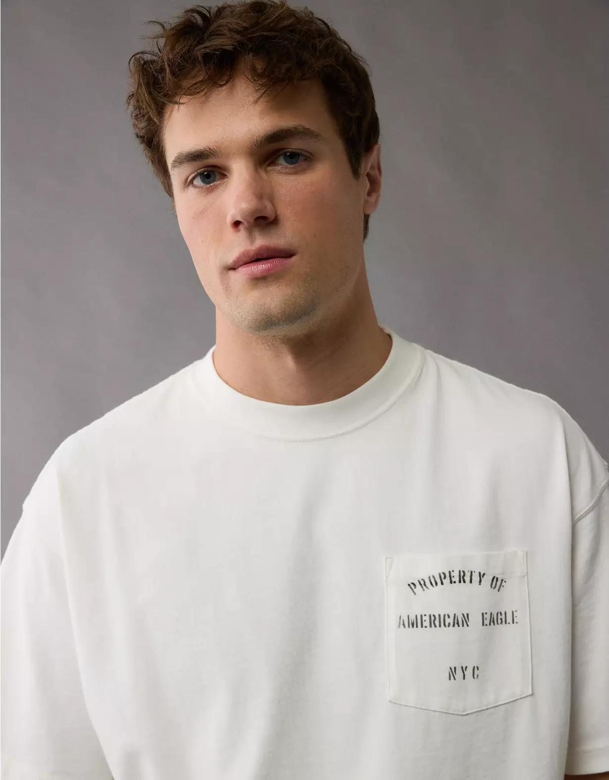 AE Boxy Logo Graphic Pocket T-Shirt Product Image