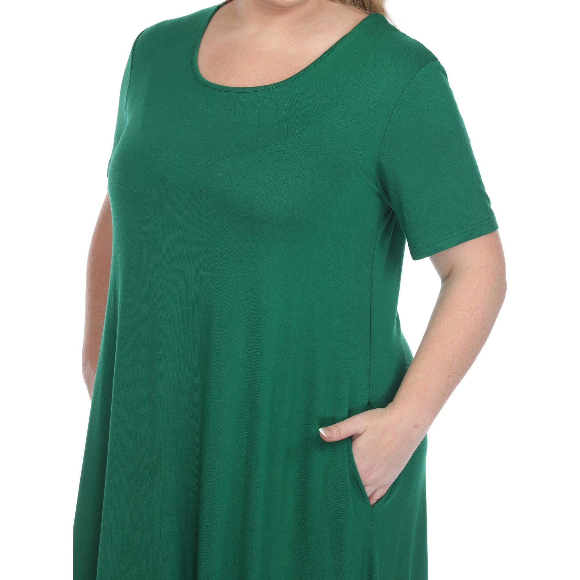 Short Sleeve Pocket Swing Midi Dress - Plus Product Image