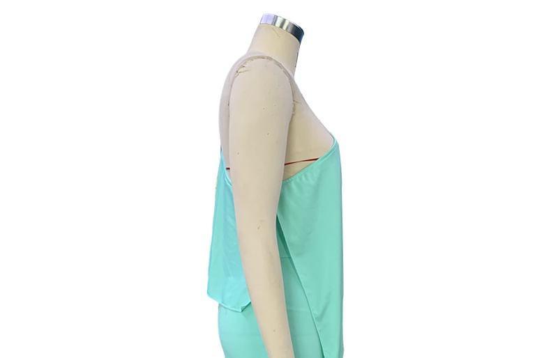 Short-Sleeve Asymmetrical Plain Wide Leg Jumpsuit Product Image