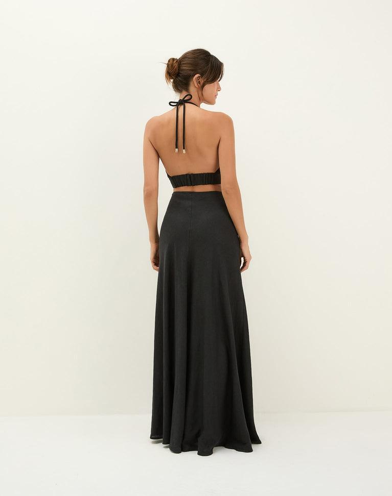 Ibiza High Neck Halter Top - Black Product Image