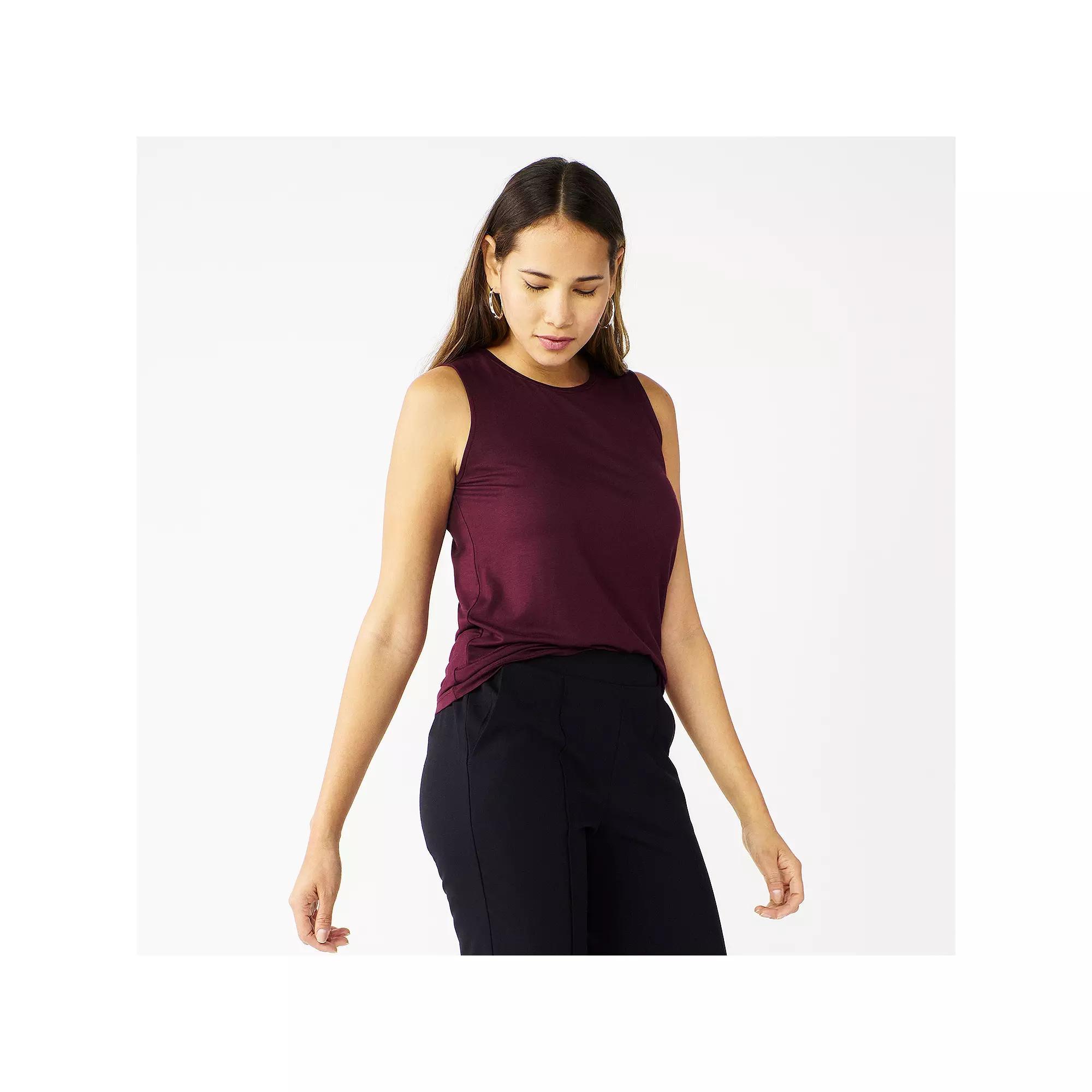 Nine West Essential Easy High-Neck Tank Top, Womens Maddie Purple Product Image