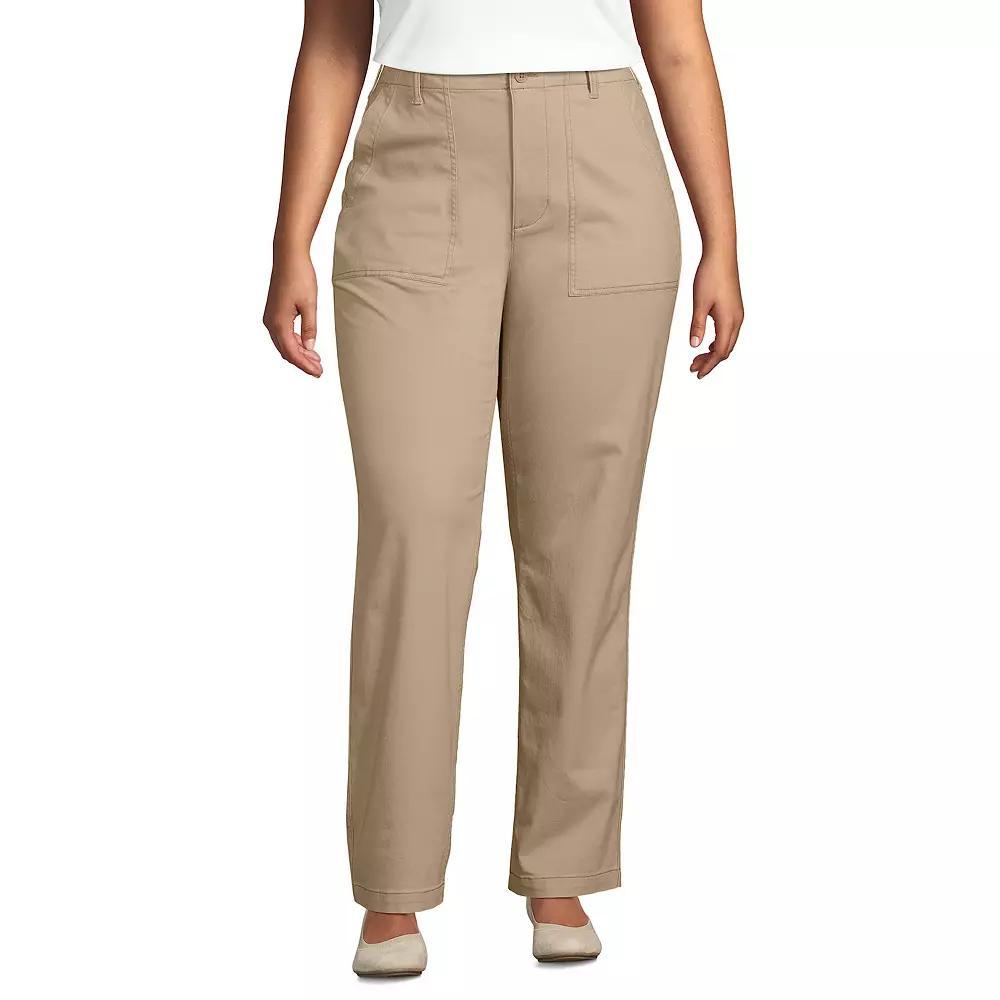 Plus Size Lands' End High-Rise Chino Utility Straight Leg Pants, Women's, Size: 16 W, Estate Green Product Image