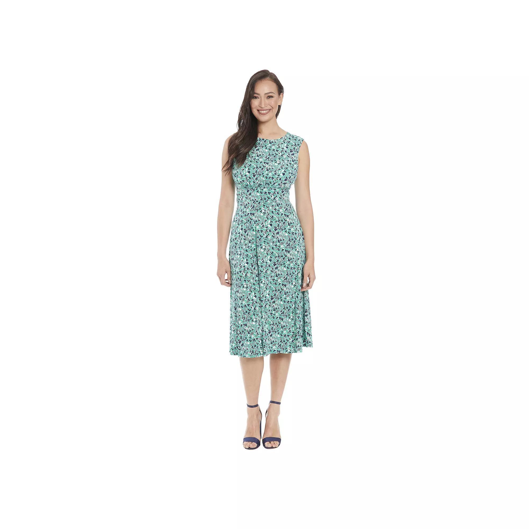Women's London Times Inset Waist Print Midi Dress, Size: 10, Pink White Product Image