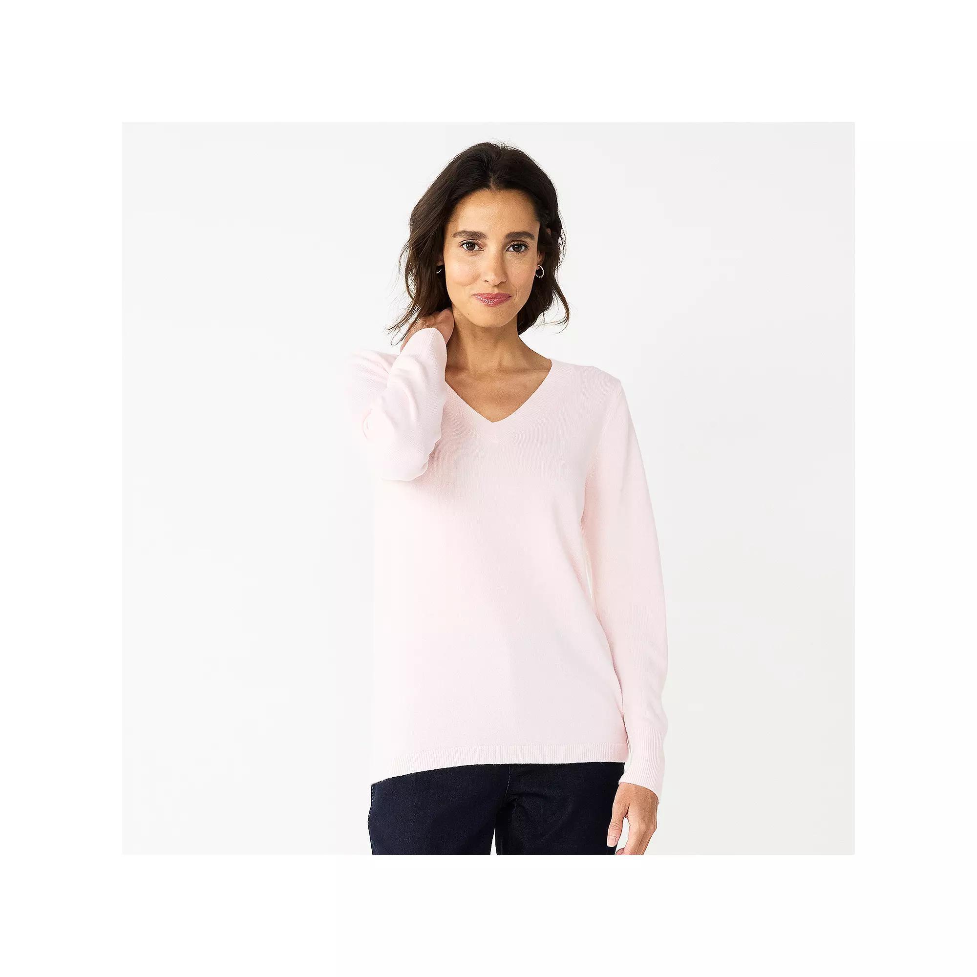 Womens Croft & Barrow The Extra Soft V-Neck Sweater Demure Purple Product Image