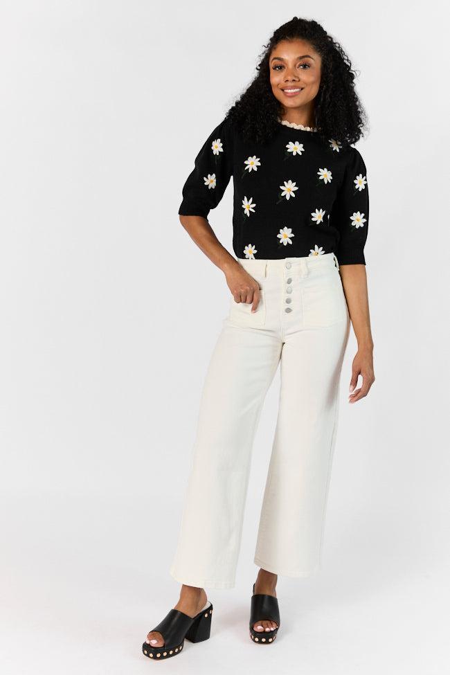 Sutton White Wide Leg Patch Pocket Jeans SALE Product Image