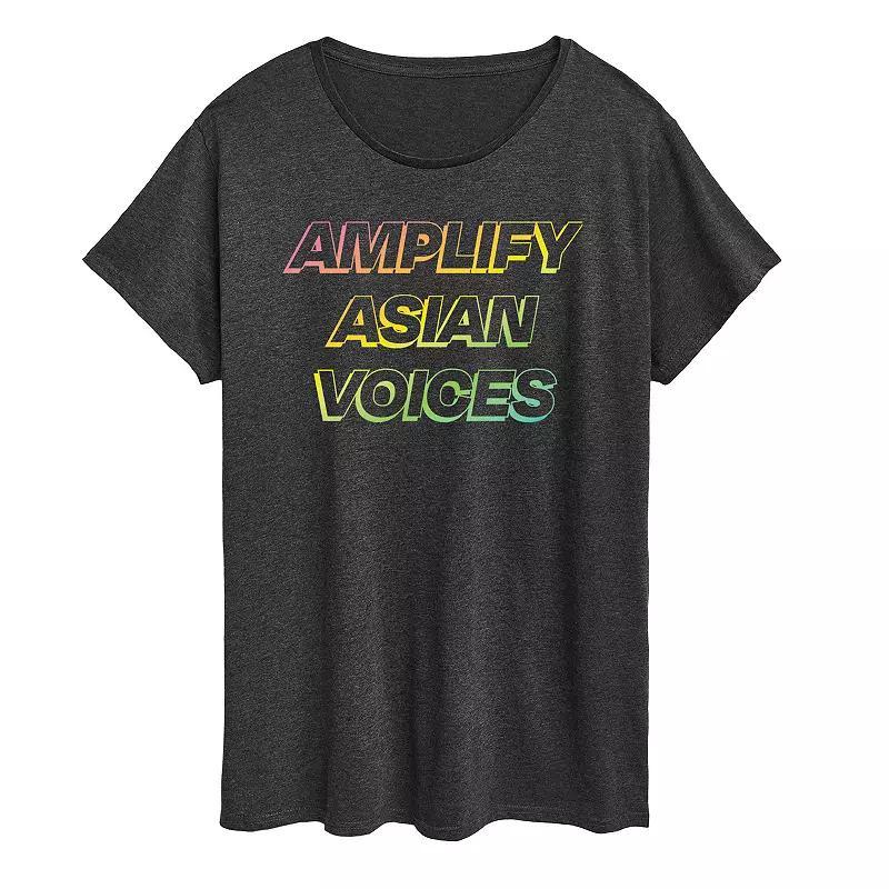 Plus Amplify Asian Voices Graphic Tee, Womens Heather Grey Product Image