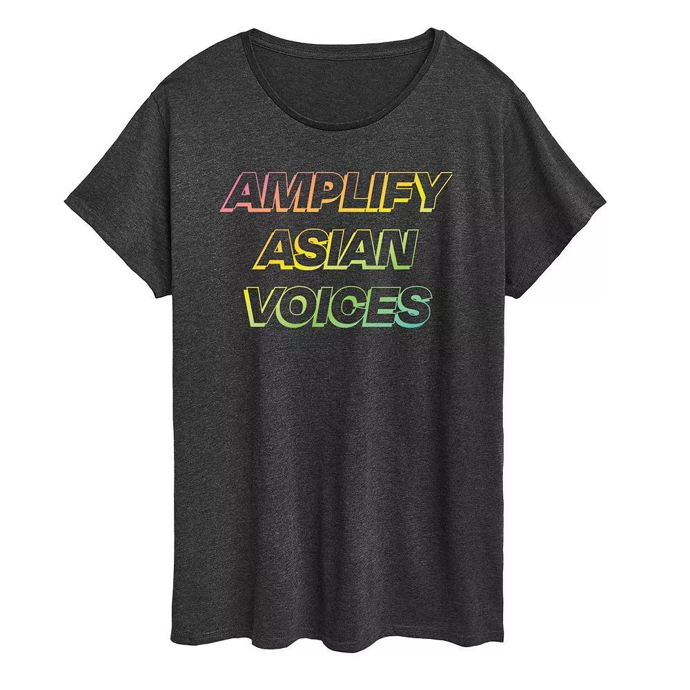 Plus Amplify Asian Voices Graphic Tee, Womens Heather Grey Product Image