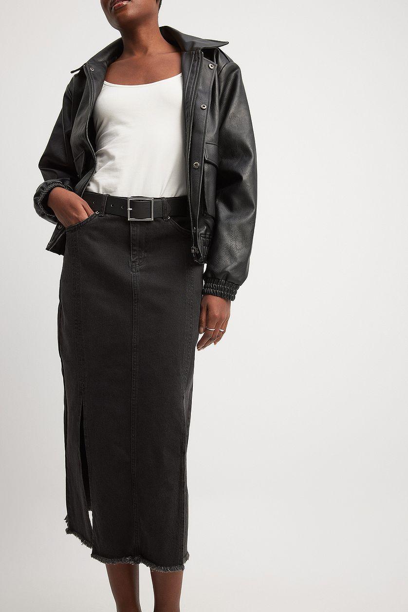 Slit Detail Denim Skirt Product Image