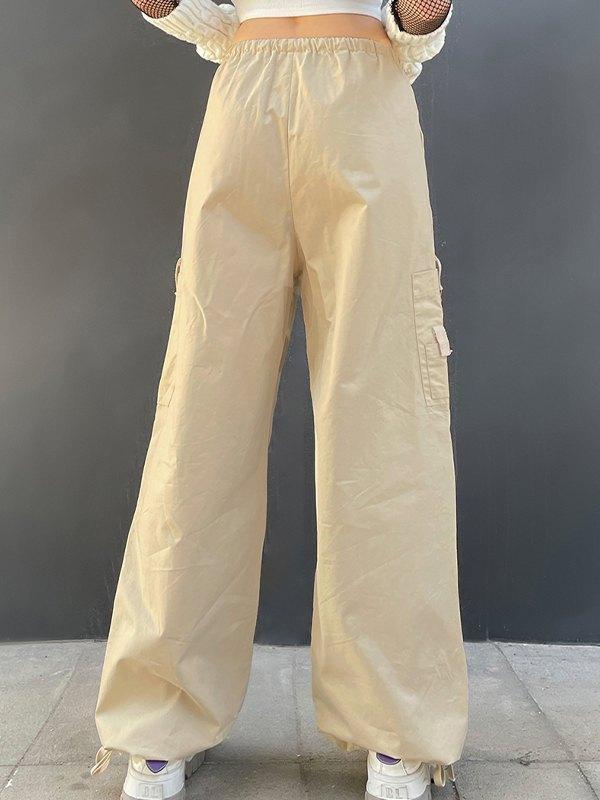 Patched Detail Low Waist Cargo Pants Product Image