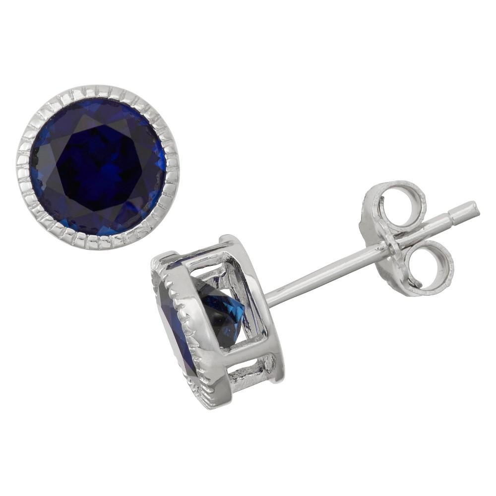 Designs by Gioelli Sterling Silver Lab-Created Sapphire Stud Earrings, Women's Product Image