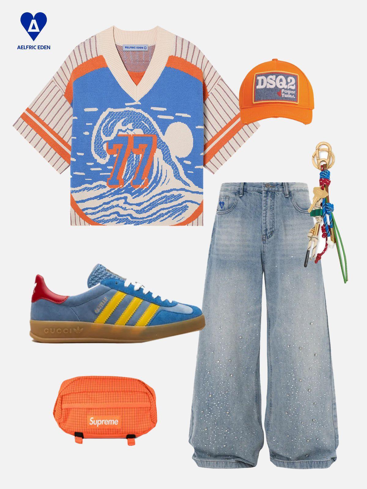 Aelfric Eden 77 V-neck Make Waves Knit Tee Product Image