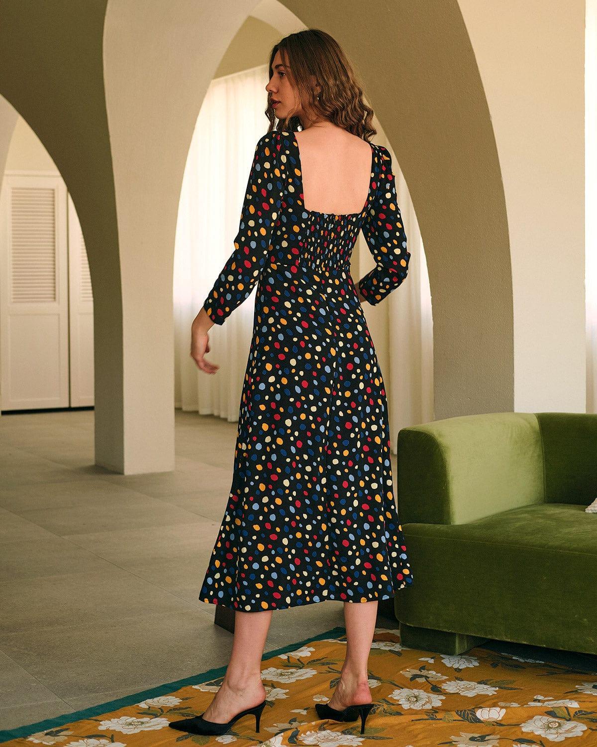 The Sweetheart Neck Polka Dot Maxi Dress Female Product Image