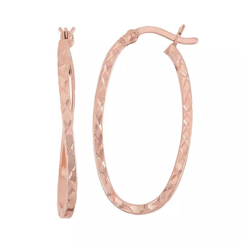 Jordan Blue 14k Rose Gold Over Silver Twist Oval Hoop Earrings, Women's, Pink Product Image