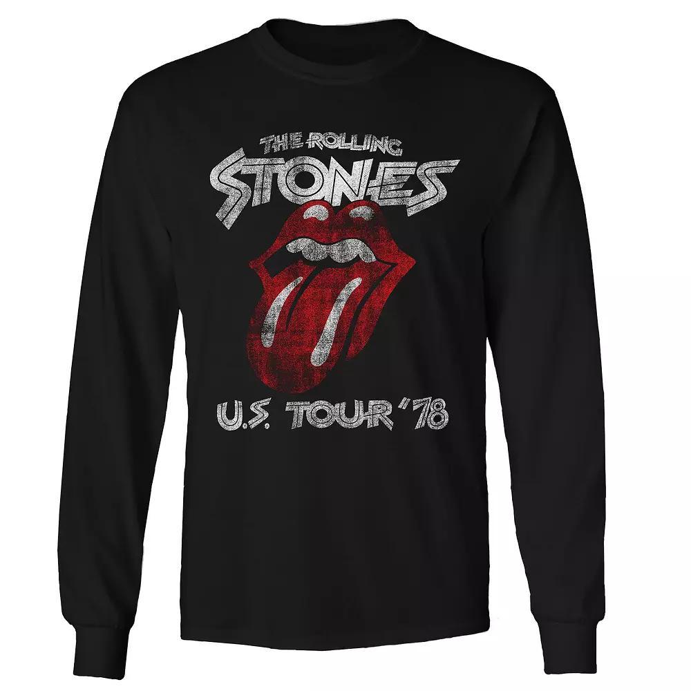 Men's Rolling Stones US Tour 78 Long Sleeve Tee, Size: XL, Black Product Image