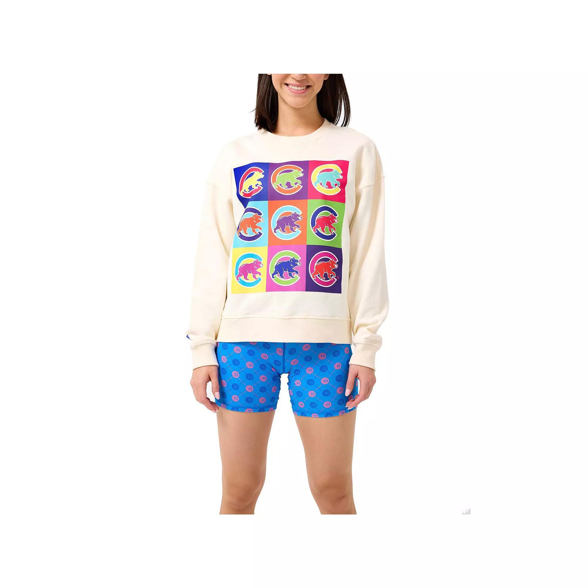 Women's Terez Cream Chicago Cubs Classic Oversized Pullover Sweatshirt, Size: Large, Beige Product Image