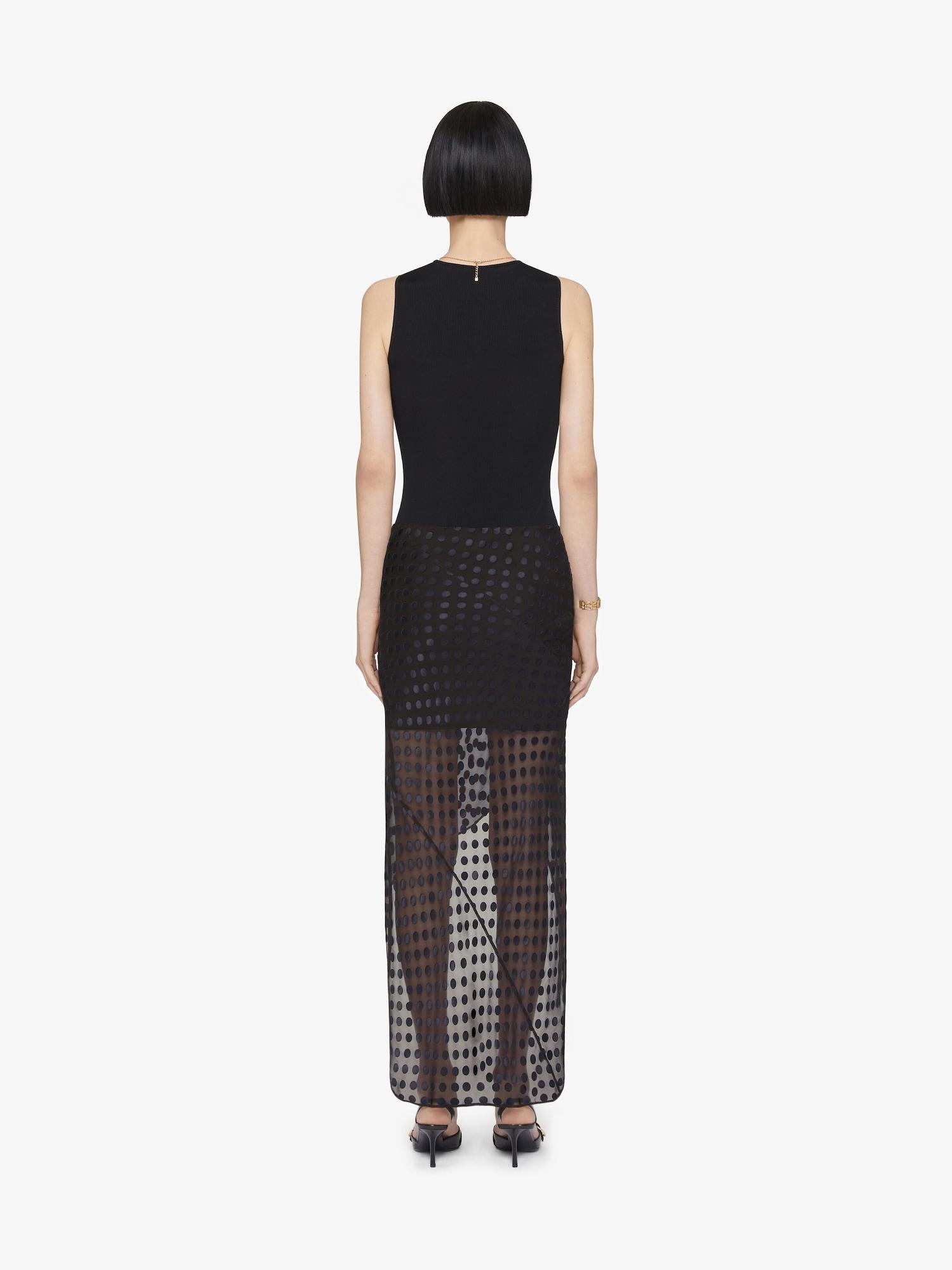 Draped dress in jersey and polka dots dévoré satin Product Image