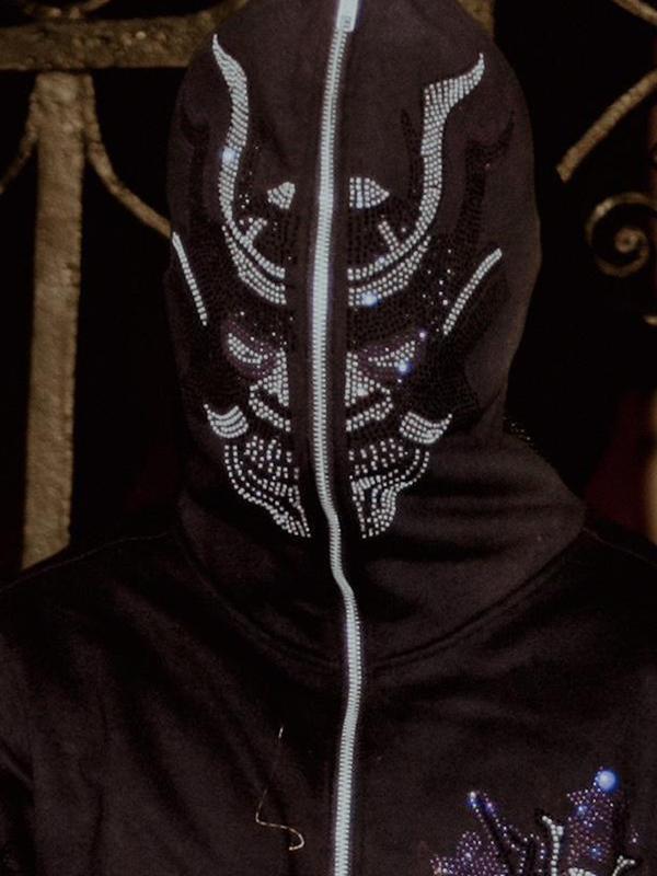 Men's Rhinestone Print Oversized Hoodie Product Image