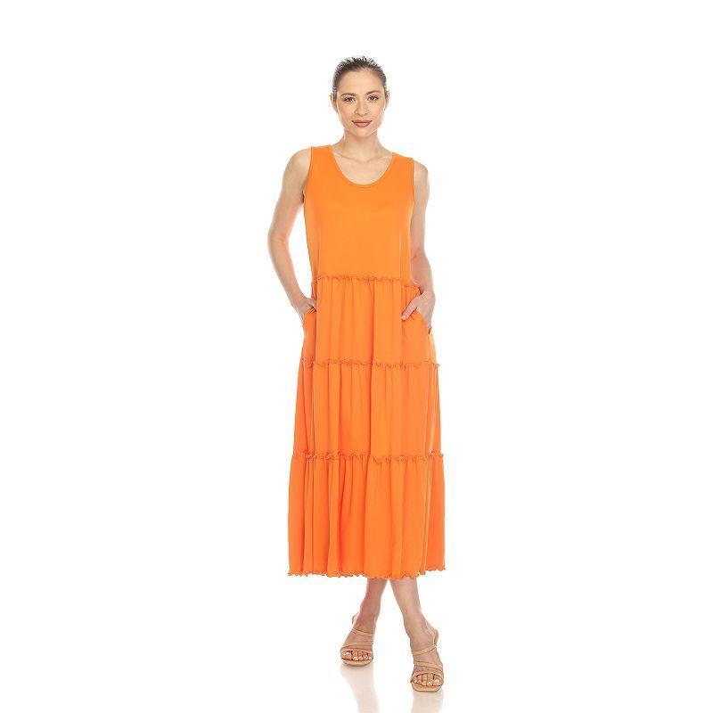 White Mark Womens Scoop Neck Tiered Midi Dress Product Image