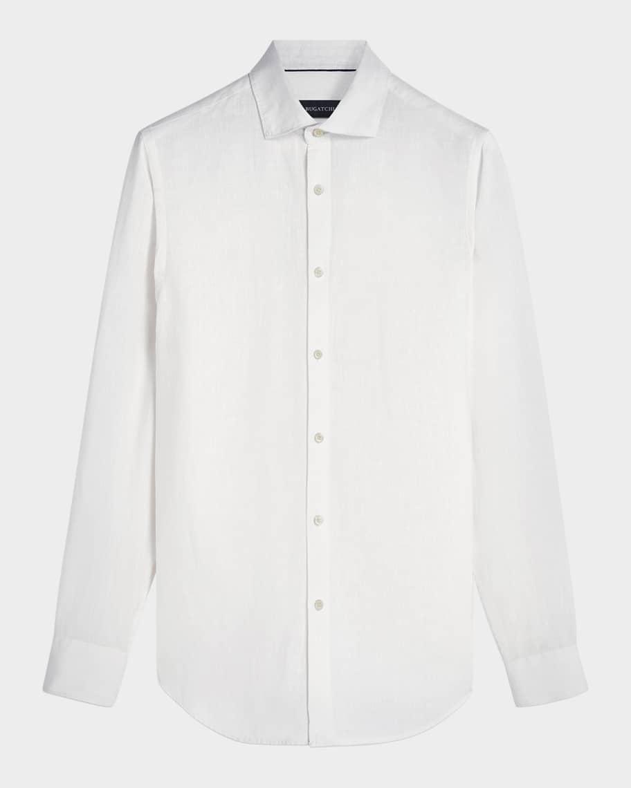 Mens Linen Long-Sleeve Button-Up Shirt Product Image